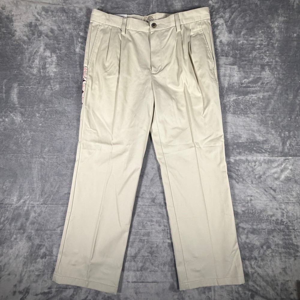St. John's Bay Mens Double Pleated Easy Care Trousers Classic Stone 34x29 NWT